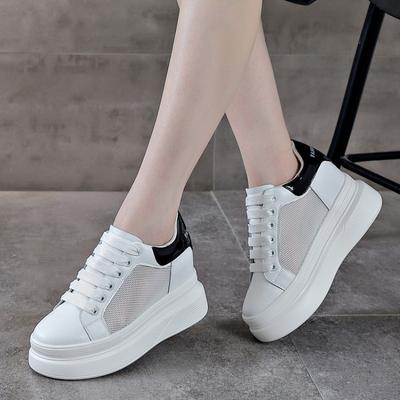 Тренд Воскресенье Осень Новые Одиночные Туфли Платформа Увеличение Роста Досуг Спорт Маленькие Белые Туфли Студенческая Обувь