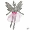 Christmas Bauble Fairy Silver Plastic Glitter 8 X 12 X 5 Cm (24 Units)