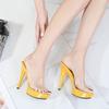 Candy Colors Wedding Shoes Woman Platform Sandals Summer Pvc Slides Waterproof 13Cm Nightclub Sexy High-Heeled Slippers Womensbh