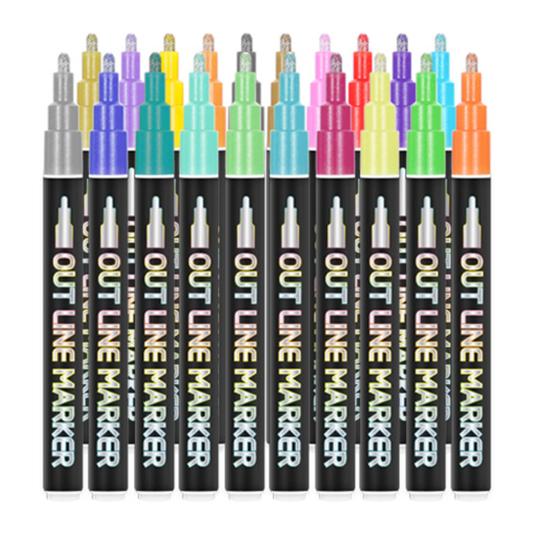 8/12/20 шт. мерцающие маркеры с двойной линией и кончиком 1-3 мм, чернила без запаха, гладкие металлические ручки для письма для изготовления карточек, надписи, художественный рисунок своими руками