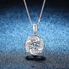 Real Platinum  Carat Moissanite Pendant Necklace Rotating Windmill Original Design  Color Moissanite Necklace