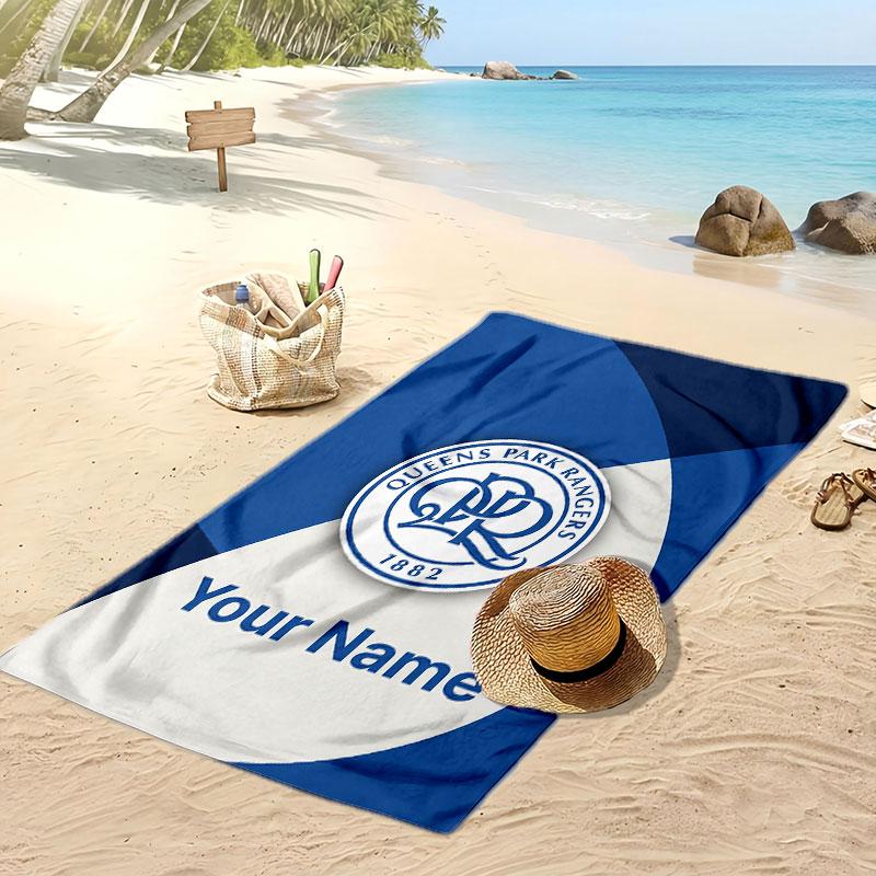 Queens Park Rangers FC Personalized Printed Beach Towel Soccer Logo Support Custom Name Text Absorbent Towel For Sport Travel Special Gift