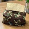 Skin-Friendly Pattern Tissue Bag Flower Pattern Retro Tissue Box Desktop Tissue Bag Paper Storage