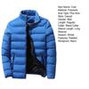 Men Winter Coat Padded Thick Solid Color Zipper Closure Stand Collar Long Sleeve Windproof Soft Warm Cold Resistant Men Jacket