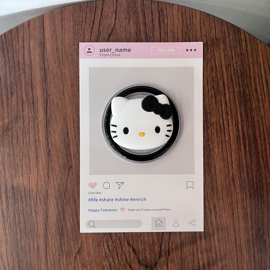 Cute 3D Hello Kitty For iPhone 18 17 16 Foldable Wireless Charging Case Holder For Magsafe Magnetic Phone Griptok Grip Tok Stand 5