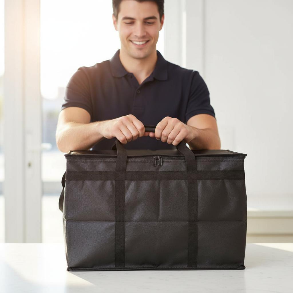 Pie Delivery Bag 3-Tier Insulation Insulated Food Delivery Bag Large Thermal Tote Waterproof Long-Lasting for Outdoor Meal