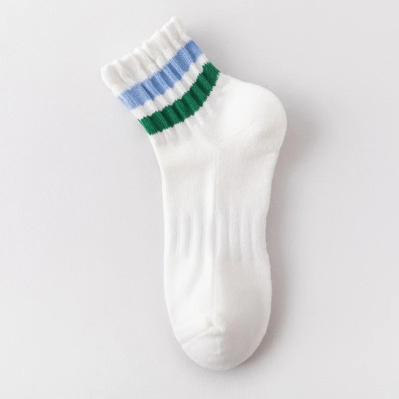 Новые красочные полосатые хлопковые дышащие короткие спортивные носки для езды на велосипеде и бега, баскетбольные носки, модные носки для пар