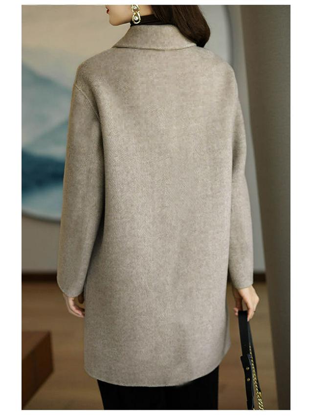 Women's Korean Style Wool Coat - 2024 Autumn/Winter, Age-Reducing, Thickened, Warm, Mid-Length, Loose Fit, Small Size.