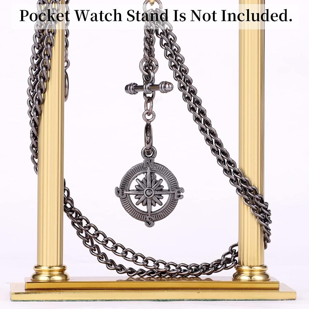 ManChDa карманные часы цепь двойной Albert цепь часы T-Bar, 3. черный. , 6D. черный.