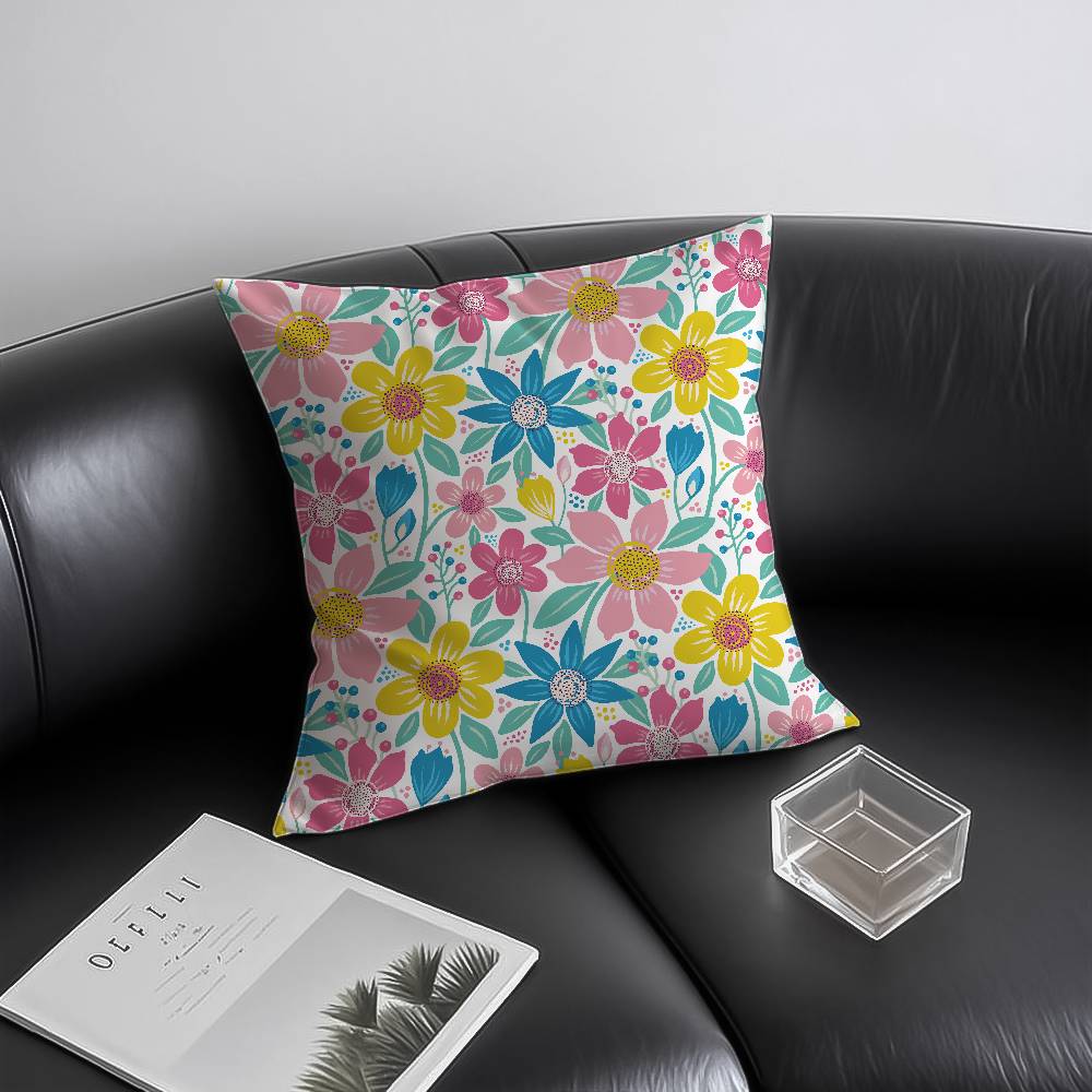 Spring and Summer Floral Pillow Case Anti-dustmite Invisible zipper Sofa Bed