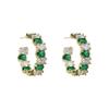 Personalized White-Green Zircon C-Ring Earrings, Fashionable Temperament Earrings, Unique Earrings