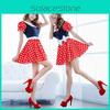 Elegant Adult Sexy Women's Cartoon Minnie Mouse Costume With Polka Dots For Halloween