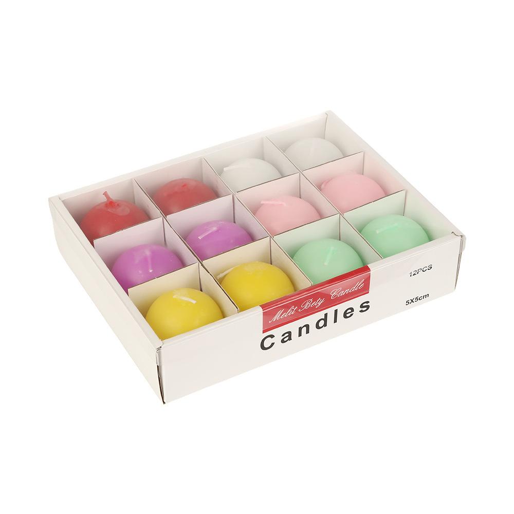 Creative Seven-color Spherical Candle Household Non-romantic Wedding Handmade Round Ball Small Candle Set Box