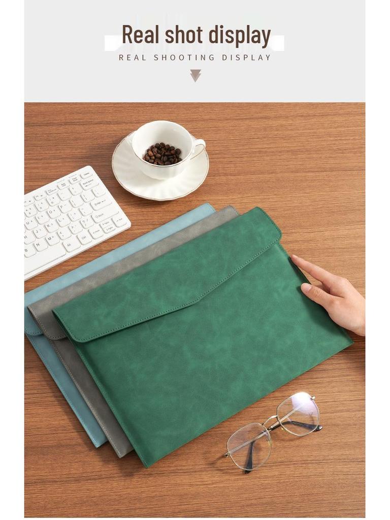 Waterproof Leather A4 Student File Envelope - Large Capacity, Durable Stationery Bag