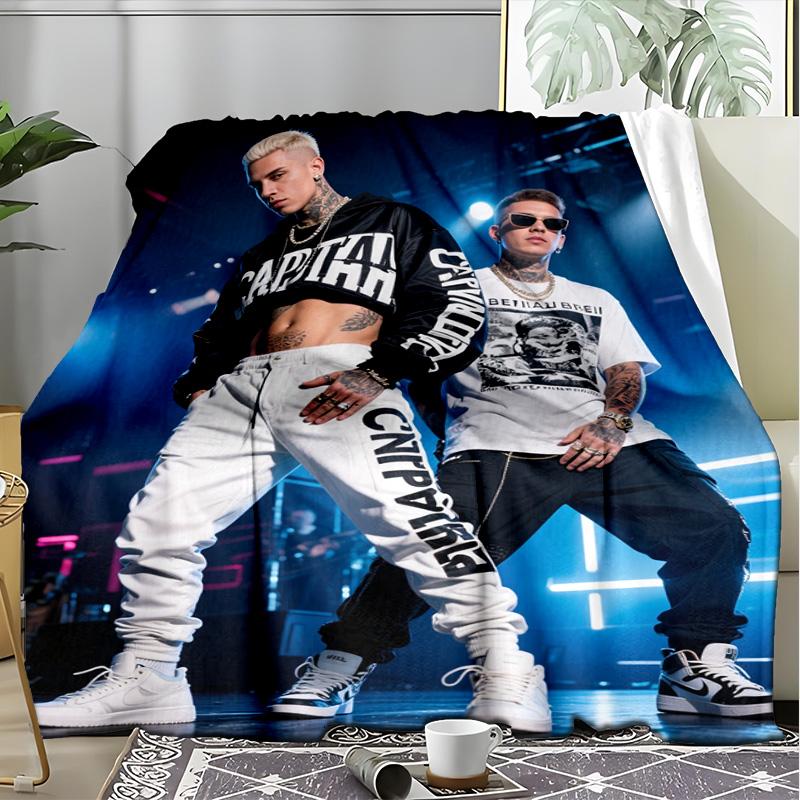 Hip Hop Duo Street Style Flannel Fleece Blanket, Soft Warm Throw Blanket for Home, Rap Music Lover Gift