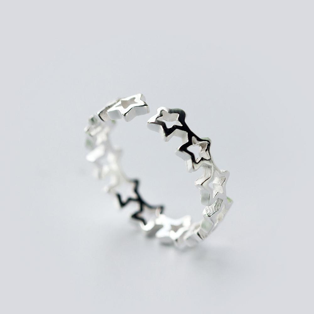 Huitan New Trendy Color Star Open Rings for Women Minimalist Hollow Out Design Fashion Versatile Girl Accessories Jewelry