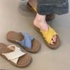 Ethnic Cool Slippers 2025 New Summer Vintage Woven Cross Bohemian Student Flat Roman Shoes