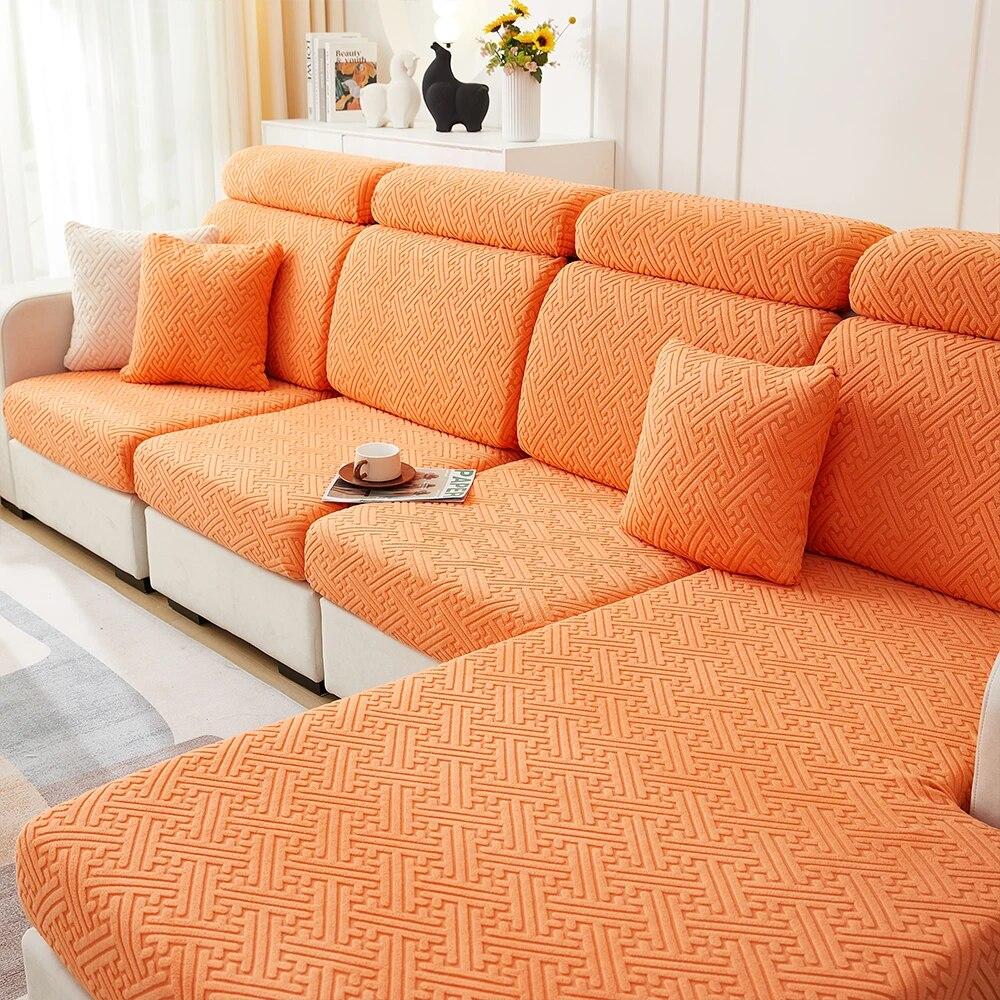 Жаккардовые эластичные чехлы на диван для гостиной, однотонный диван, сиденье, диван, чехол, серая защита для мебели, толстый чехол для дивана из спандекса