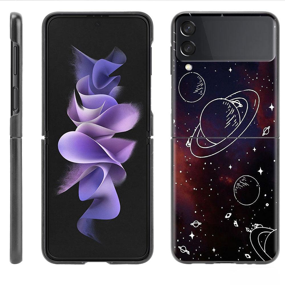 Чехол для Samsung Galaxy Z Flip 3 4 5G черный жесткий корпус для телефона из ПК Z Flip4 роскошный сегментированный чехол космическая планета