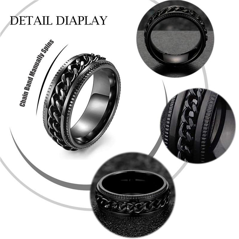 Anti Anxiety Fidget Spinner Ring In Stainless Steel Size 6-11 Reduce Stress & Tension With A Ring! for Men Women Band KL30FI-39D