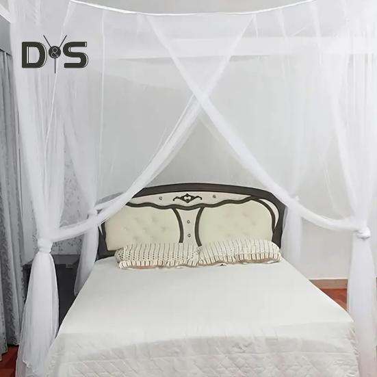 Двуспальная кровать москитная сетка мелкий сетчатый балдахин дышащий 4 угловой летний занавес для кровати для внутреннего и наружного использования в семейном общежитии