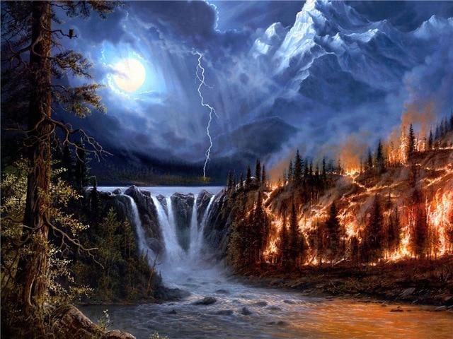 5d Алмазная картина Полный дрель Квадратный пейзаж Водопад Алмазная вышивка Продажа Цветочная мозаика Домашний декор