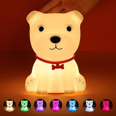 Ночной светильник для собак с сенсорным датчиком, цветной силиконовый, USB-перезаряжаемый, светодиодный ночник для спальни