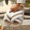 Home Slippers  Comfortable and Warm Open Toed Soft Plush Shoes Solid Color Indoor Floor Slippers