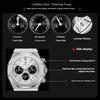 Роскошные мужские наручные часы Модные светящиеся Дата Нержавеющая сталь Мужские часы Хронограф Мужские кварцевые часы