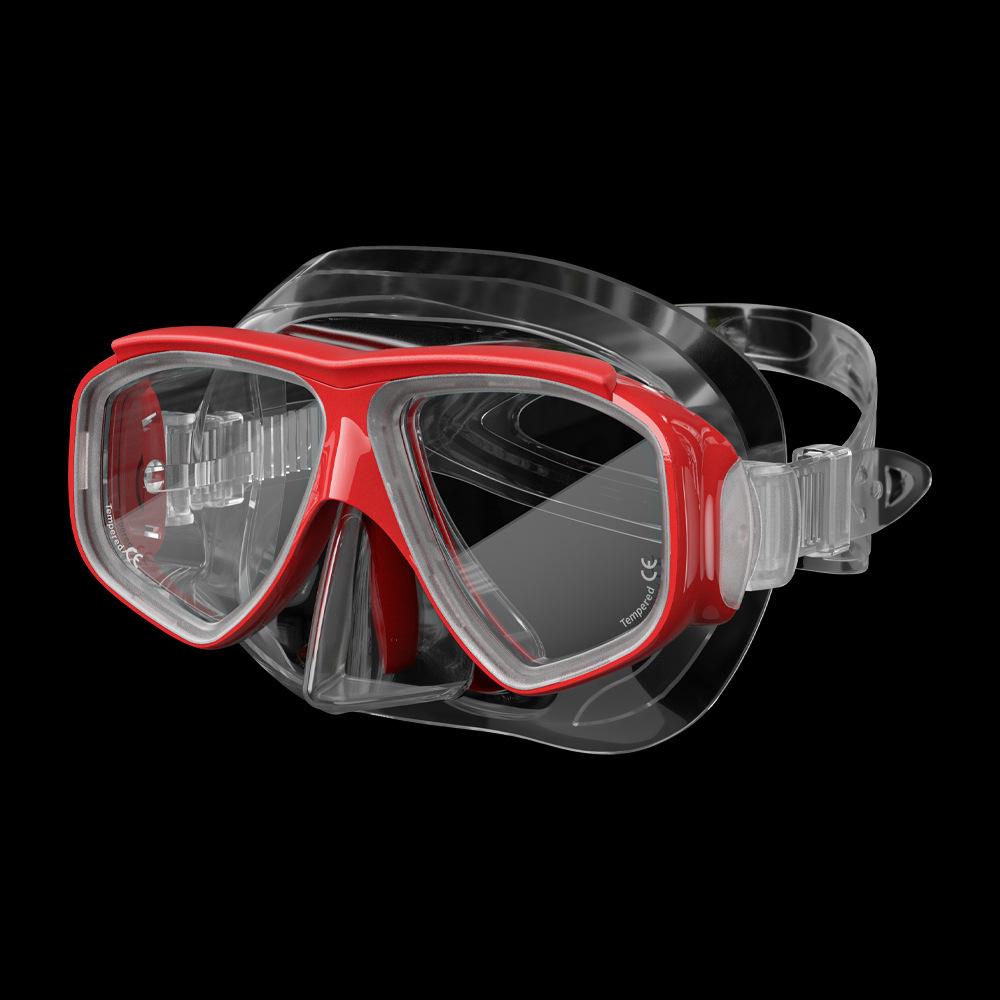 Custom Professional Snorkeling & Diving Goggles Silicone + PC Material 2 Windows Universal Fit