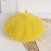 Solid Color Children's Beret Pearl Painter Hat Fashion Baby Wool Hat  Kid