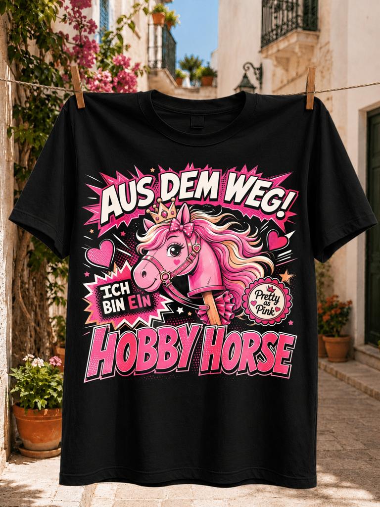 Make Way I Am A Hobby Horse Pretty As Pink With Crowned Horse Head Hearts And Comic Burst Graphic Unisex All Tshirt