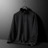 Men's Loose Standing Collar Half Zipper Casual Pullover Top with Long Sleeves