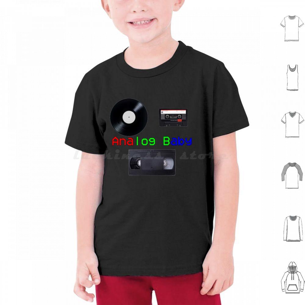Analog Baby T Shirt Cotton Men Women DIY Print Vhs Cassette Vinyl Records Cassette Tape Analog Vhs Tapes Vinyl Record Retro 80s