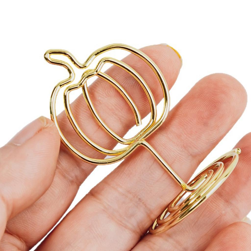 10Pcs Hollowed Pumpkin Note Holder Iron Wire Table Number Stands Photo Display Stand For Thanksgiving Table Decoration