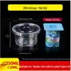250ml Disposable Plastic Pudding Cups with Flat Lids