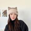 Embroidery Cat Ears Hat Bow Winter Knitted Hat Personality Knitted Beanie Hat  Winter/Autumn