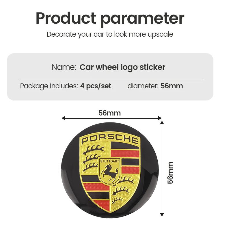 AABKW1 4pcs 3D Car Wheel Center Hub Cap Sticker Car Emblem Wheel Center Cap For Porsche Cayenne Macan 911 Boxster Cayman Panamera 718