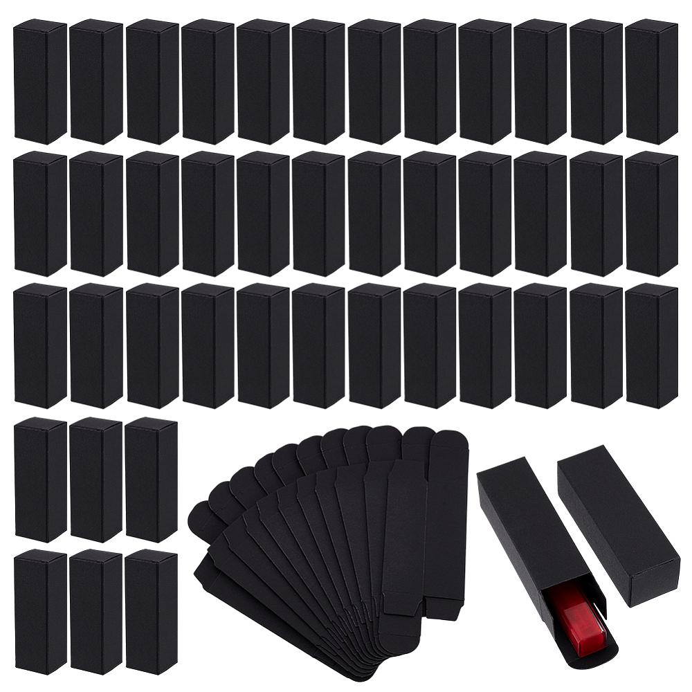 50pcs Paper Folding Packing Boxes Rectangle Black 8.65x2.9x2.9cm