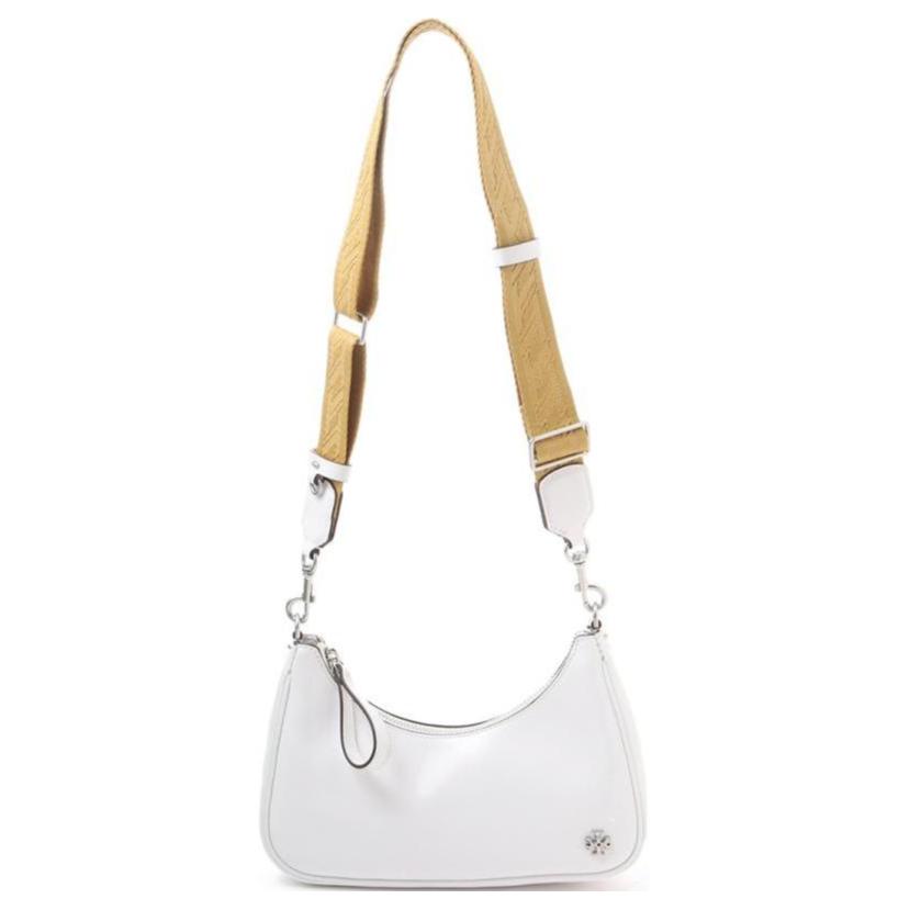 Tory Burch Mercer 22 Весна Лето Серебряная Цепочка Двойной Плечевой Ремень Кожаная Сумка под Мышку Женские Сумки Белый 88188-100