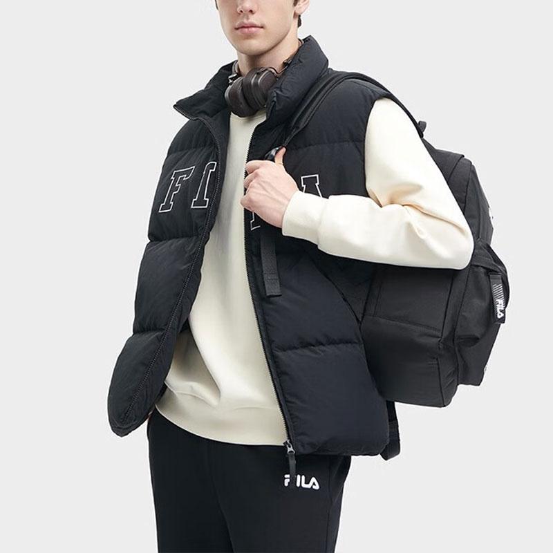 Fila Логотип Принт На Подкладке Свободный Пуховый Жилет Унисекс Жилеты Черный F51U349903FBK