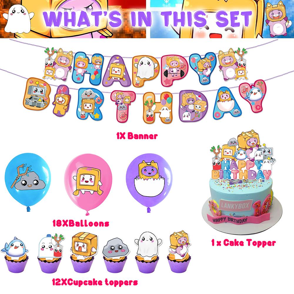 L-a-n-k-y-b-o-x Birthday Decorations Includes Banner, Balloons, Cake Toppers
