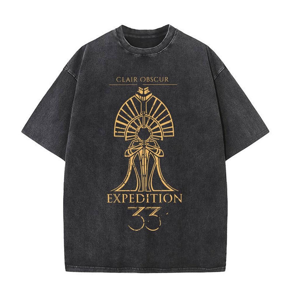 Esquie Clair Obscur Expedition Vintage Washed T Shirts Mens Women Clothing Fashion Cotton Short Sleeve Tshirt Streetwear