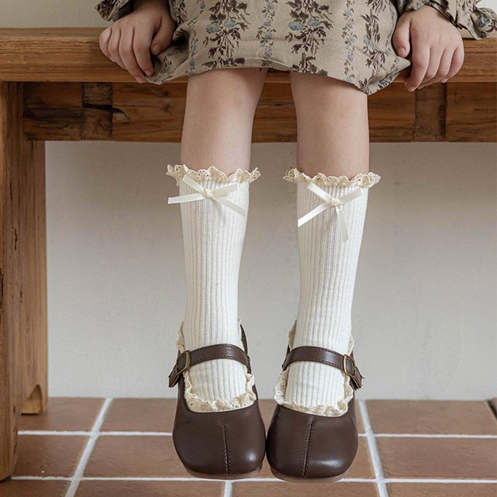 Cotton Bowknot Stockings Bowknot Girl Long Socks Baby Dress Lolita Sock