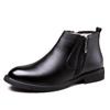 Men's New Winter Men's Cashmere Warm Chelsea Leather Shoes Business Casual High Top Cotton Shoes D560