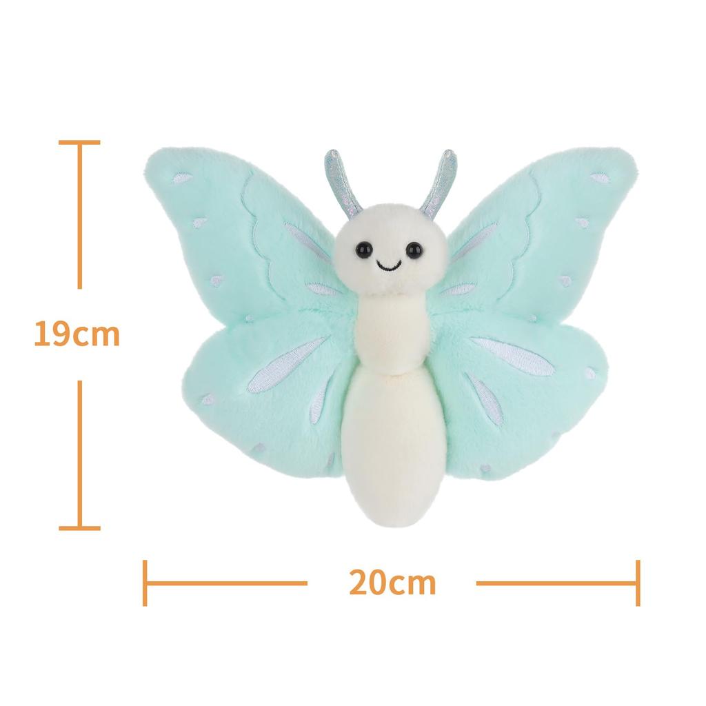 Apricot Lamb Blue Butterfly Plush Toy for Kids, Soft and Cute Fluffy Blue Butterfly for Girls and Boys, 19cm