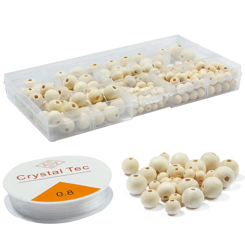 Оригинальные деревянные бусины и 4-метровая эластичная нить, упаковка: рукавная коробка и мешочек из кости