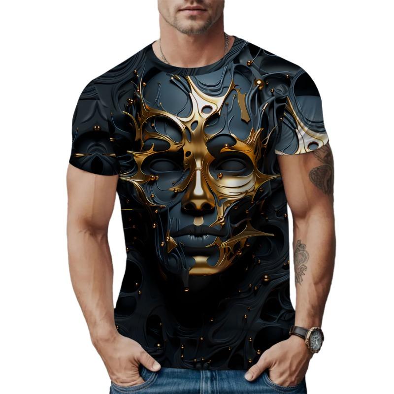 Летний топ с круглым вырезом и 3D-принтом, модные трендовые повседневные футболки с короткими рукавами для мужчин