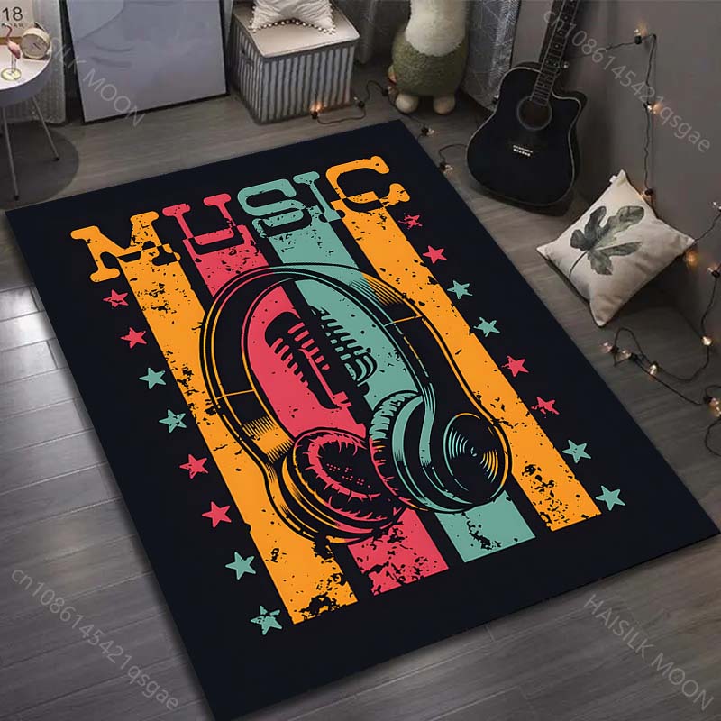 Music Life Musical Instruments Print Carpet for Living Room Bedroom Sofa Doormat Decor Area Rug Non-slip Floor Mat for Gifts