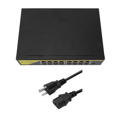 16-портовый коммутатор POE 200 Вт 10 100 Мбит/с металлический корпус Plug and Play Ethernet неуправляемый коммутатор POE для